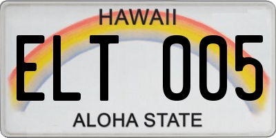 HI license plate ELT005
