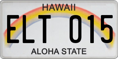 HI license plate ELT015