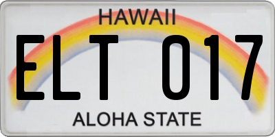 HI license plate ELT017