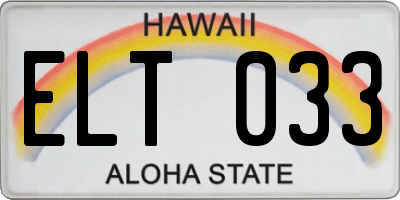 HI license plate ELT033