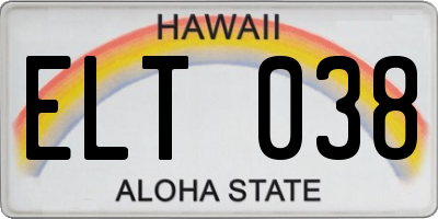 HI license plate ELT038