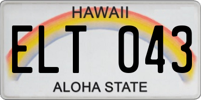 HI license plate ELT043