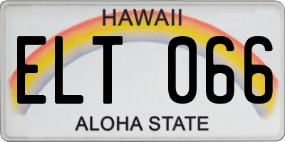 HI license plate ELT066