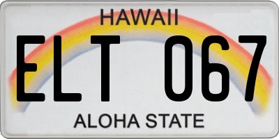 HI license plate ELT067