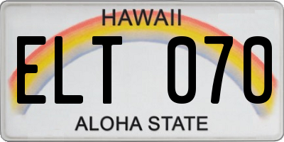 HI license plate ELT070