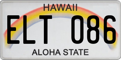 HI license plate ELT086