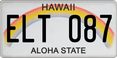 HI license plate ELT087