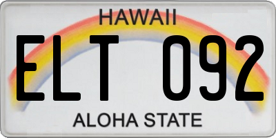 HI license plate ELT092