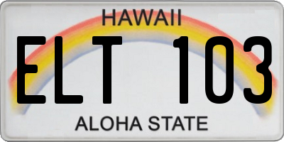 HI license plate ELT103