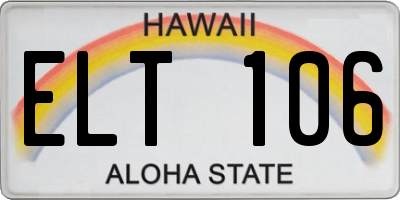 HI license plate ELT106