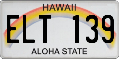HI license plate ELT139