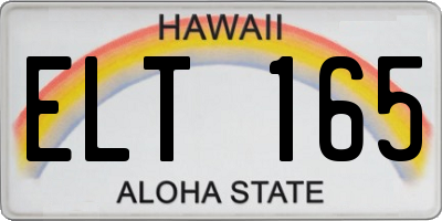 HI license plate ELT165