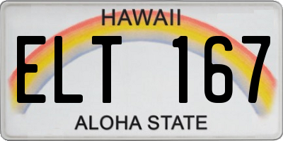 HI license plate ELT167