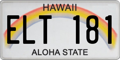 HI license plate ELT181