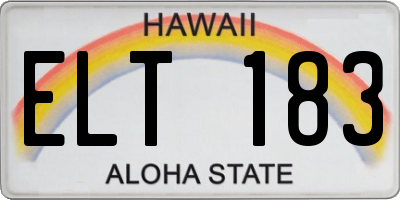 HI license plate ELT183
