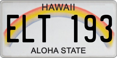 HI license plate ELT193