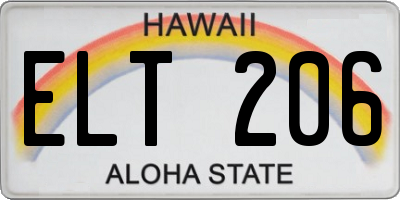 HI license plate ELT206