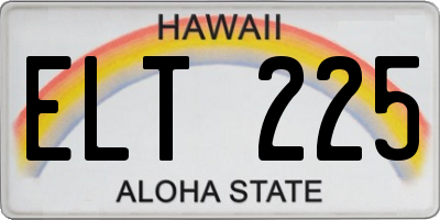 HI license plate ELT225