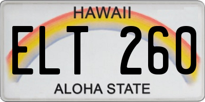 HI license plate ELT260