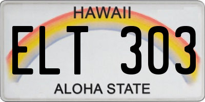 HI license plate ELT303