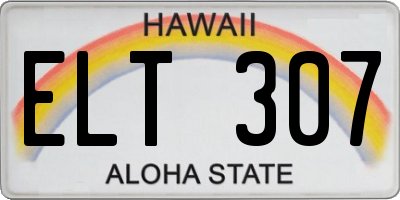 HI license plate ELT307