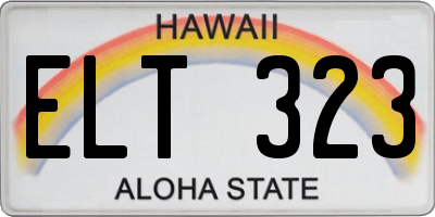 HI license plate ELT323