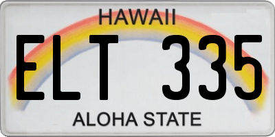 HI license plate ELT335