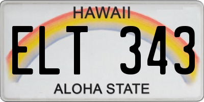 HI license plate ELT343