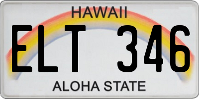 HI license plate ELT346