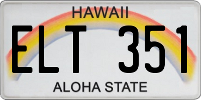 HI license plate ELT351