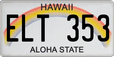 HI license plate ELT353