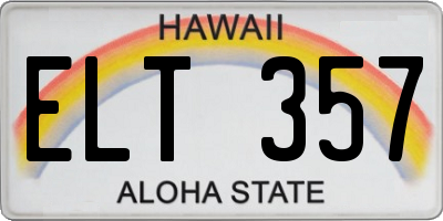 HI license plate ELT357