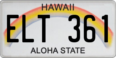 HI license plate ELT361