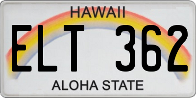 HI license plate ELT362