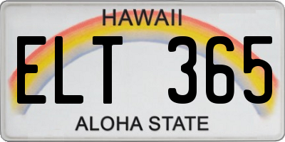 HI license plate ELT365