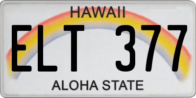HI license plate ELT377