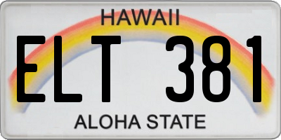 HI license plate ELT381
