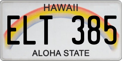 HI license plate ELT385