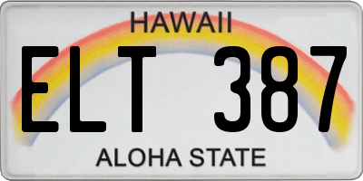 HI license plate ELT387