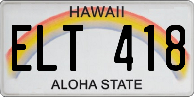 HI license plate ELT418
