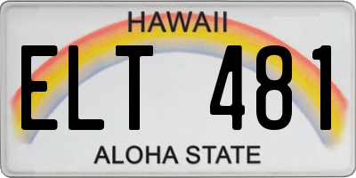 HI license plate ELT481