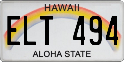 HI license plate ELT494