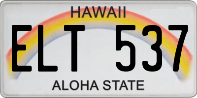 HI license plate ELT537