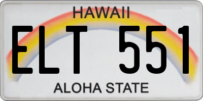 HI license plate ELT551
