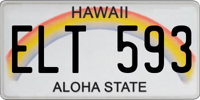 HI license plate ELT593