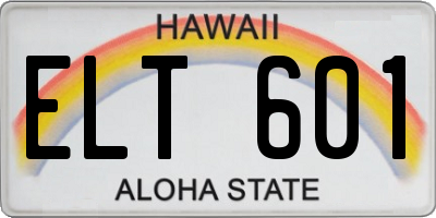 HI license plate ELT601
