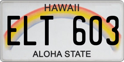 HI license plate ELT603