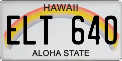 HI license plate ELT640