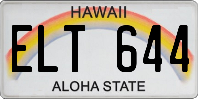 HI license plate ELT644