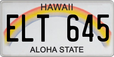 HI license plate ELT645